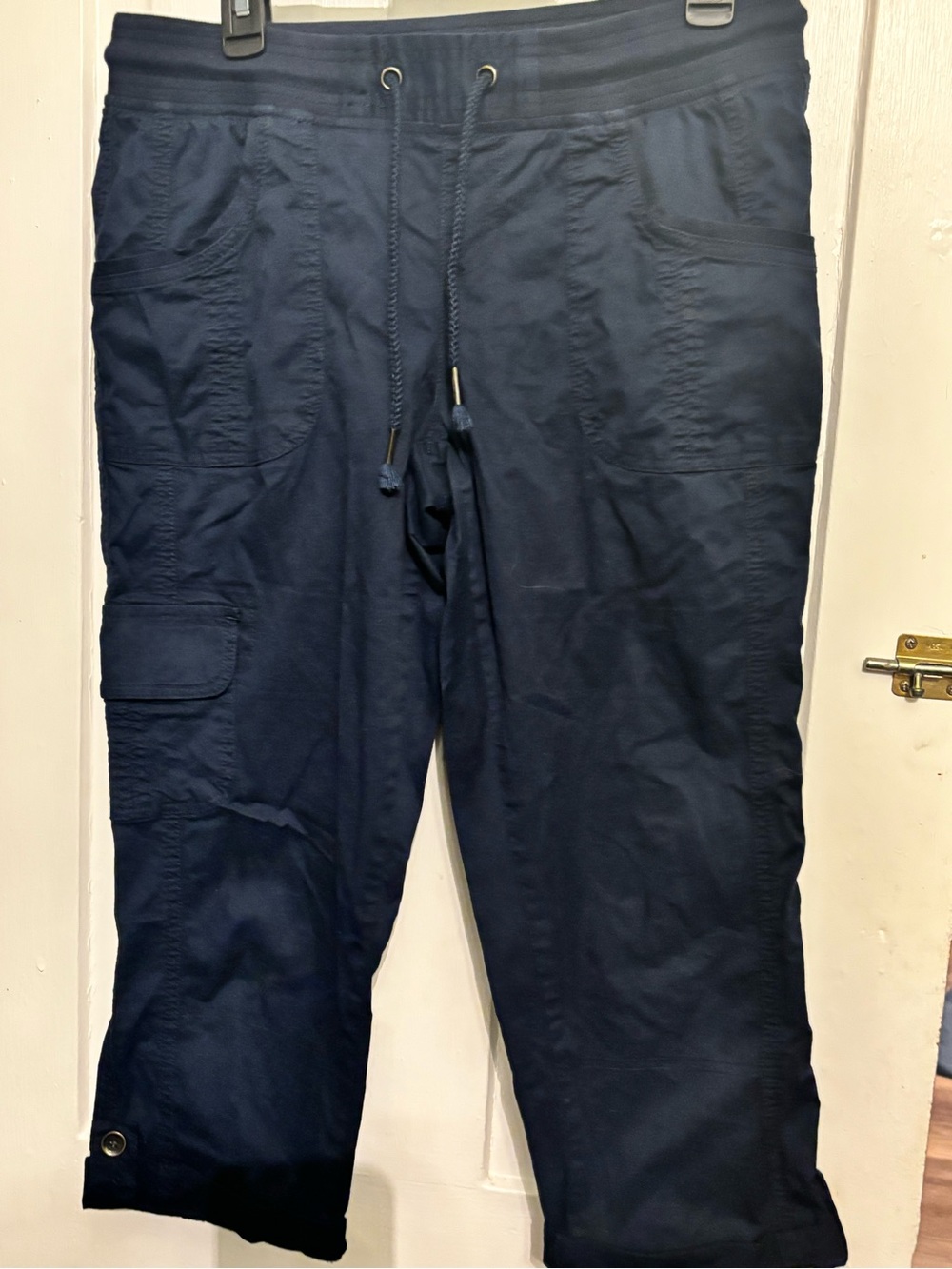 Maurices Dark Navy Cargo Capri Pants with Drawstring